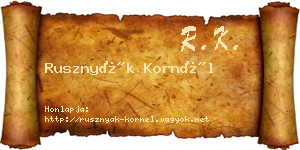 Rusznyák Kornél névjegykártya